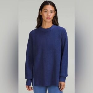 Lululemon Women’s Merino Wool Ribbed Crewneck Heathered Sweater Psychic Blue 2